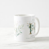 Eucalyptus Gold Monogram Initiaal H Greenery Chic Koffiemok (Voorkant rechts)