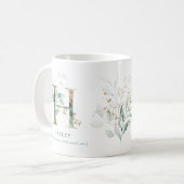 Eucalyptus Gold Monogram Initiaal H Greenery Chic Koffiemok (Voorkant links)