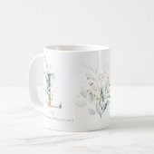 Eucalyptus Gold Monogram Initiaal L Greenery Chic Koffiemok (Voorkant links)