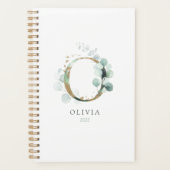 Eucalyptus Gold Monogram Initiaal of Floral Greene Planner (Voorkant)
