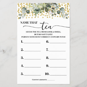 Eucalyptus Gold Naam die Thee Douche Spel Kaart
