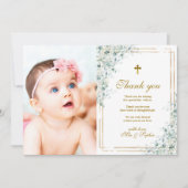 Eucalyptus & Gold Photo Baptisme Hartelijk dank Kaart (Voorkant)
