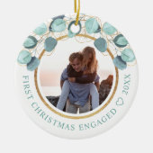 Eucalyptus Gold Photo Cera voor eerste kerstmis Keramisch Ornament (Voorkant)