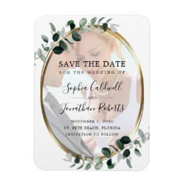 Eucalyptus Gold Photo Weddenschap Save the Date Magneet
