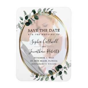 Eucalyptus Gold Photo Weddenschap Save the Date Magneet