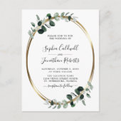 Eucalyptus Gold QR-code RSVP Weddenschap Uitnodiging Briefkaart (Voorkant)