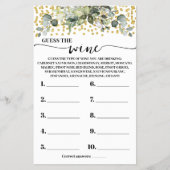 Eucalyptus Gold Raad eens de Wine Shower Game Kaar Flyer (Voorkant)