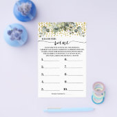 Eucalyptus Gold Raad eens de Wine Shower Game Kaar Flyer (Enkel)