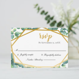 Eucalyptus Gold Rustic Wedding RSVP Kaart