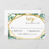 Eucalyptus Gold Rustic Wedding RSVP Kaart (Voorkant / Achterkant)