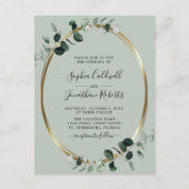 Eucalyptus Gold Sage QR Code RSVP Weddenschap Uitnodiging Briefkaart (Voorkant)