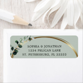 Eucalyptus Gold Sage Weduwen Retouradreslabel Etiket