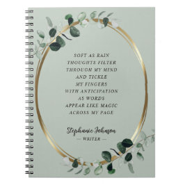 Eucalyptus Gold Sage Writer Motivatie gedicht Notitieboek