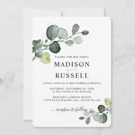 Eucalyptus Gold Splatter Greenery Wedding Kaart
