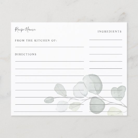 Eucalyptus Gold Splatter Vrijgezellenfeest Recipe  (Achterkant)