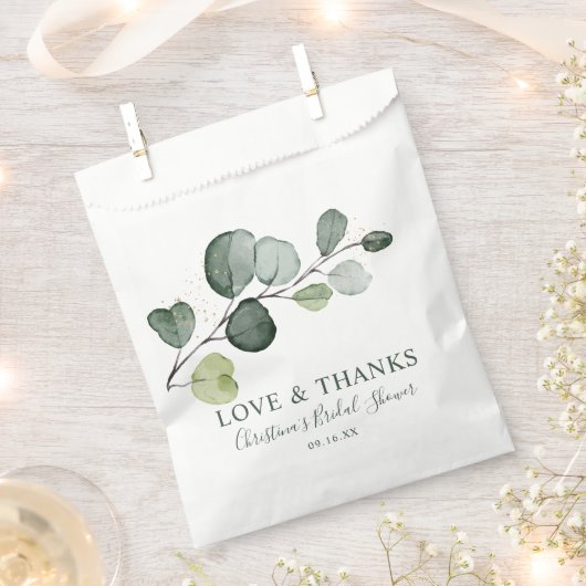 Eucalyptus Gold Splatter Waterverf Vrijgezellenfee Bedankzakje (Geknipt)