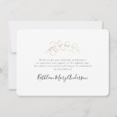 Eucalyptus Gold Sympathie Funeral Bedankkaart (Achterkant)