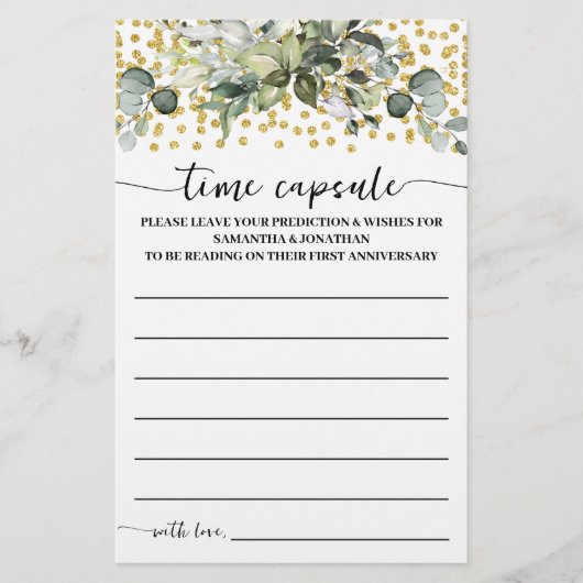 Eucalyptus Gold Time Capsule Advies Game Kaart (Voorkant)