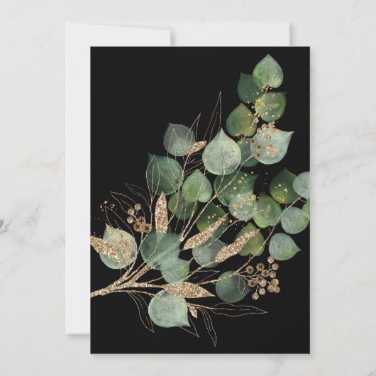 EUCALYPTUS GOLD TRIM ELEGANT WEDING 2 KAART (Achterkant)