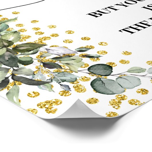 Eucalyptus Gold Vind uw stoel bruiloft receptie Poster (Hoek)