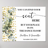 Eucalyptus Gold Vind uw stoel bruiloft receptie Poster (Voorkant)