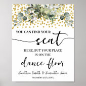 Eucalyptus Gold Vind uw stoel bruiloft receptie Poster (Voorkant)