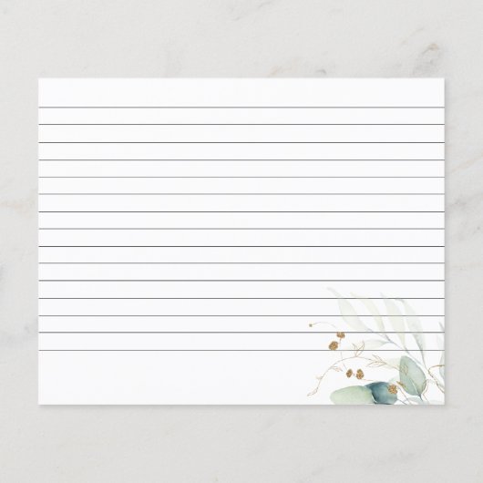 Eucalyptus Gold Vrijgezellenfeest Recipcard (Achterkant)