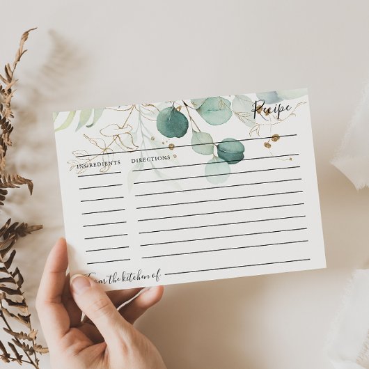 Eucalyptus Gold Vrijgezellenfeest Recipe Kaart