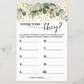 Eucalyptus Gold Waar waren ze douchen spel Kaart (Voorkant)