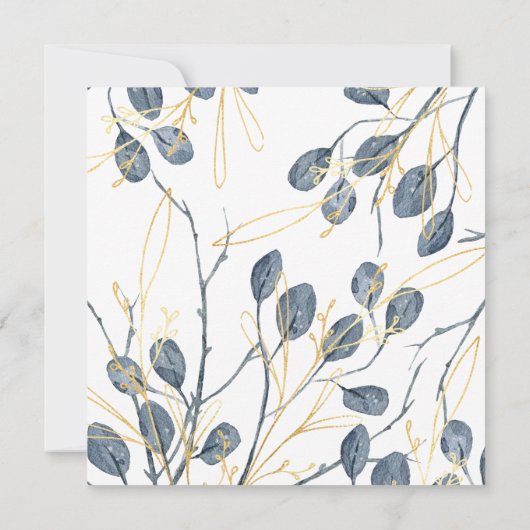 Eucalyptus & Gold Waterverf Tuin Opslaan Datum Kaart (Achterkant)