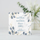 Eucalyptus Gold Waterverf Tuin Verlovingsfeest Kaart (Staand voorkant)