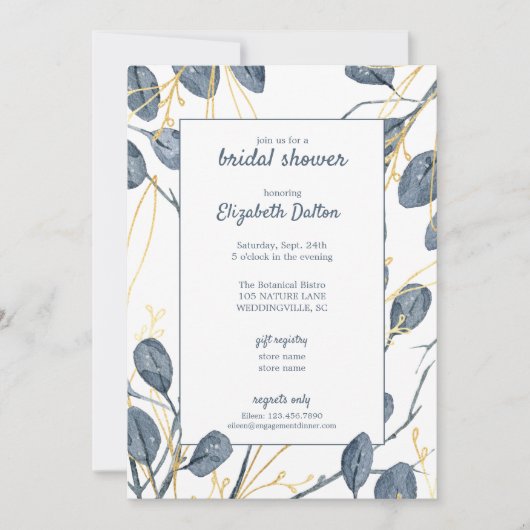 Eucalyptus & Gold Waterverf Tuin Vrijgezellenfeest Kaart (Voorkant)