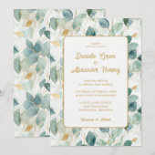 Eucalyptus Gold Waterverf Weddenschap Kaart (Voorkant / Achterkant)