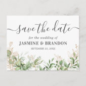 Eucalyptus Gold Wedding Save the Date Aankondigingskaart (Voorkant)