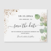Eucalyptus gold wedding save the date magnet (Voorkant)