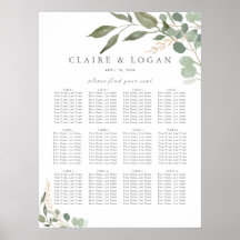 Eucalyptus Gold Wedding Seating Chart