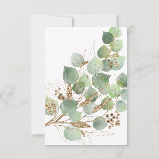 EUCALYPTUS GOLD WITTE RSVP-KAART RSVP KAARTJE (Achterkant)