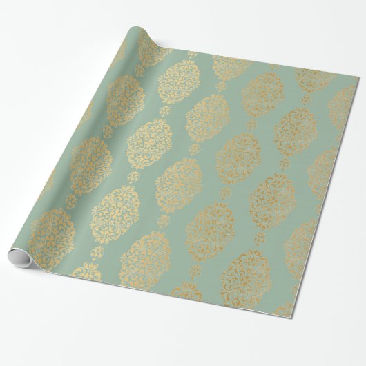  EUCALYPTUS GOLD WRAPPEPAPIER VAN LUXE CADEAUPAPIER (Uitgerold)