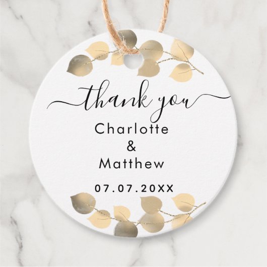 Eucalyptus golden Bedankt voor het huwelijk Bedankjes Labels (Voorkant)