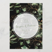 Eucalyptus Golden Boho Elegant Onyx Pampas Black Save The Date (Voorkant)