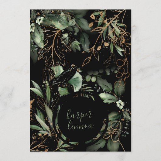 Eucalyptus Golden Boho Elegant Onyx Pampas Black Save The Date (Achterkant)