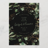 Eucalyptus Golden Boho Elegant Onyx Pampas Black Save The Date (Voorkant)