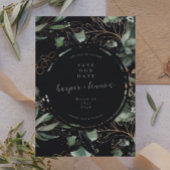 Eucalyptus Golden Boho Elegant Onyx Pampas Black Save The Date