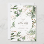 Eucalyptus Golden Boho Modern Blooming Baby shower Kaart (Voorkant)