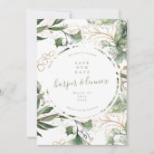 Eucalyptus Golden Boho Modern Herfst Pampas Circle Save The Date (Voorkant)