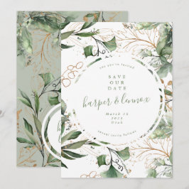 Eucalyptus Golden Boho Modern Herfst Pampas Circle Save The Date