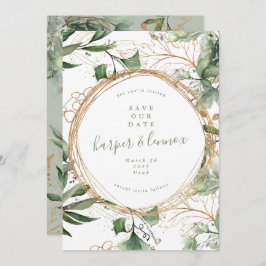 Eucalyptus Golden Boho Modern Herfst Pampas Circle Save The Date