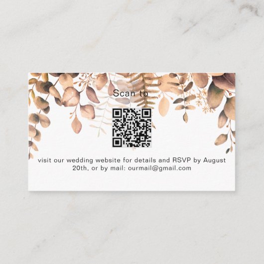 Eucalyptus golden bruiloft website RSVP QR code Informatiekaartje (Achterkant)