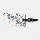 Eucalyptus Golden Garden Floral Monogram Label Bagagelabel (Voorkant horizontaal)