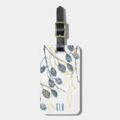 Eucalyptus Golden Garden Floral Monogram Label Bagagelabel (Voorkant verticaal)